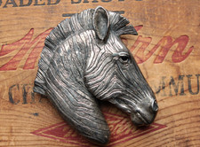 Vintage Madlaine Kay Large Sterling Silver Hand Made Zebra Head Belt Buckle picture