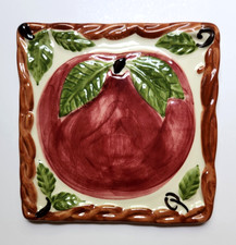 NEW Franciscan Apple Ceramic Trivet Hot Plate Square Leaf Cottagecore Farmhouse picture