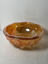Carnival orange glass decorative various designs 7” footed bowl picture