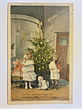 Christmas HTL Hold to Light Santa Claus Appears at Left c1910 Vintage Postcard picture