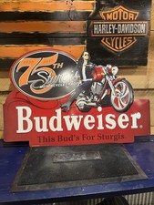 2015 Budweiser Sturgis 75th Anniversary Motorcycle Rally Metal Sign Harley picture