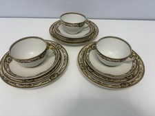 12 Pc Belfort Rose Cameos & Gold Trim by Theodore Haviland  CUPS/SAUCERS/PLATES picture