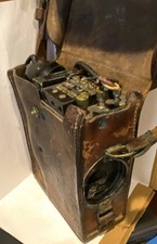 Vintage WWII Military Field Telephone w/ Handset Leather Carry Case Militaria picture