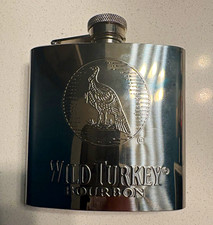 Wild Turkey Bourbon Advertising Flask Silver Metal Pocket Flask picture