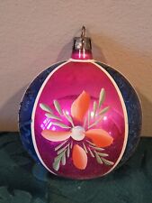 Vintage Mercury Glass Christmas Ornament Hand Blown & Painted EXCELLENT Pink picture