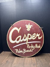 Vintage Double Sided Wood Sign CASPER ROCKY NECK PALM BEACH FLORIDA picture