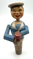 Vintage Anri Drinking Sailor Hand Carved Painted Mechanical Bottle Stopper picture