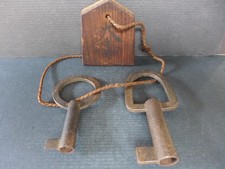 Original Meiji Era: Two types of very old, large iron keys—includes wooden tags picture