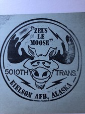 5010th Transportation Squadron Eielson AFB Alaska Zues Le Moose Logo Stamp 1960s picture