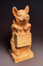 Antique J.M.R. 1930s THRIFTY The Wise Pig Hubley Cast Iron Coin Piggy Bank 6.5
