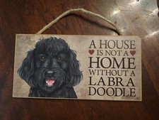 A House is not a Home without a LABRADOODLE Black Wood Dog Sign about 5