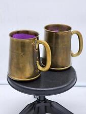 VINTAGE OLD BRASS MUGS ISLAM MARKED BLESSED & GOD WILLING ISLAMIC picture