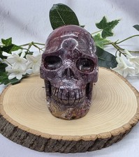 Large Mexican Agate Skull Hand Carved Crystal Skull Red Lace Agate Gothic Decor  picture