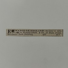 Blake Bros. & Co. Exchange on England 1860 Boston Clipping TAJ7-S47 picture