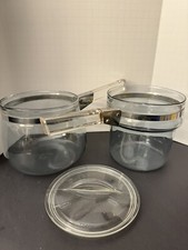Pyrex Flameware Blue Tint Glass Double Boiler Saucepan Set 6762 3 Piece (S48) picture