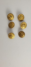 Vintage Gold Tone Metal Anchor Buttons Lot of 6 Shank Navy Military Blazer Yello picture