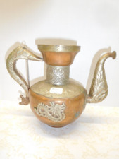 Vintage Made in India Tibetian Copper/Tin Teapot with 2 Dragon Emblem/Motiff picture