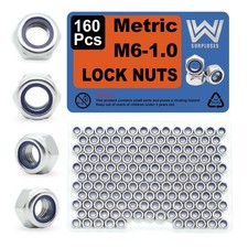 M6-1.0 Nylon Insert Lock Nuts 160 Pack, 304 Stainless Steel Hardware Nuts picture