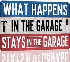 Garage Signs Funny Man Cave Tin Sign Mancave Decor For Men What Happens In Th... picture