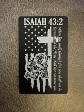 Firefighter Isaiah 43:2 Metal Wallet Card – Faith, Strength & Service picture