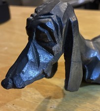 Art Deco Metal Dachshund Statue Mid-Century Vintage MCM picture