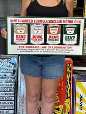 Antique Vintage Style Metal Sinclair Oil Cans 24x12 Made in USA picture
