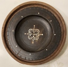 Handcrafted Indonesian/Balinese PLATE Wood w/Elaborate Woven Edges Shell Inlays picture