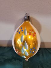 Vintage Mercury Glass Teardrop Christmas Ornament Hand Blown & Painted picture