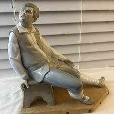 Lladro #1031 Sancho Panza Glazed Man on Stool with Detached Stand picture