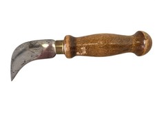 1890s–1920s Goodell Cobbler Leatherwork Tool Curved Skiving Knife Wood Handle picture