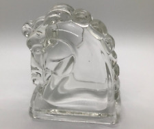 Vintage LE Smith Clear Glass Horse Head Bookend picture