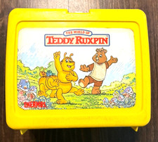 Vintage 1986 Teddy Ruxpin Yellow Plastic Lunch Box Thermos Brand USA No Thermos picture