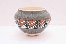 Native American Acoma Hand Coiled Painted Fine Line Pottery Olla by Victorino picture