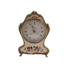 Vtg Linden Black Forest West Germany Mantel Alarm Clock UV Reactive Floral Works picture