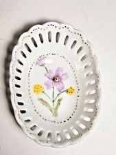 Tiny Reticulated Porcelain Trinket Dish White Gold 2.25” x 3.25” Andrea by Sadek picture