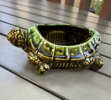 Vintage California USA Pottery Ceramic Turtle Plant Holder ,planter ,cookienolid picture