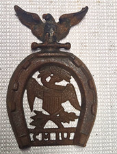 Antique Cast Iron Horseshoe Eagle, Cigar Maker's Int'l Union (CMIU) 1864, plaque picture