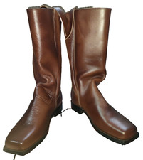 Cavalry Boots Civil War Stove Pipe Brown, Handmade Genuine Leather Common Boot picture
