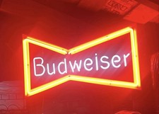 Vintage 1988 Budweiser Everbrite Bowtie Neon. Real Glass. Untouched. Original. picture