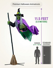 11.5Ft Animated Hovering Witch Halloween Outdoor Decor Sound Touch Sensor Props picture