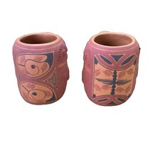 Vintage Casas Grandes Pottery Mugs Signed By Arturo Valenzuela Mexican Folk Art picture