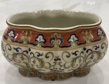 Amita~Chinese Export Porcelain Oval Flower Planter/ Pot/ Vase Antique RARE picture