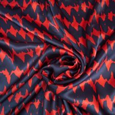 Italian designer  pure silk satin fabric Abstract Red and black Made in Italy picture