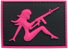 PVC Sexy Mud Flap Carbine Babe Pink Hook Loop Airsoft Morale Patch Left picture