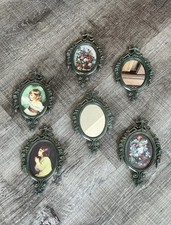 6 Italian Ornate Metal Framed Wall Set Vintage Mirrored Floral Print Design picture