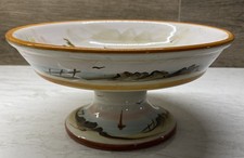 Pinto Vietri Italy Majolica Hand-Painted Footed Bowl with Shore Scene picture