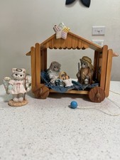Enesco 1993 Calico kittens nativity set cats Christmas Priscilla Hillman picture