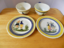 2 Henriot QUIMPER Oversize Cup & Saucer Sets France Benton  Man & Lady picture