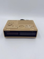 Vintage Sony Dream Machine AM/FM Alarm Clock Radio Tan ICF-C2W Tested & Working picture