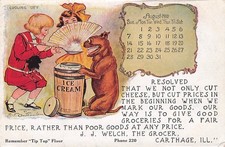 AUG 1908 Buster Brown Tige Calendar Postcard R.P. Turnleys Dept Store -794730 picture